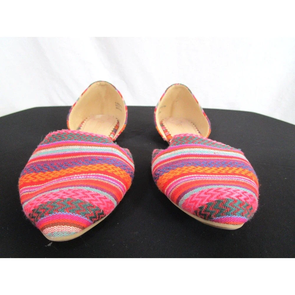 Restricted Multicolor Striped Fabric D'Orsay Flats Women’s Shoes Size 8.5 - Picture 4 of 10